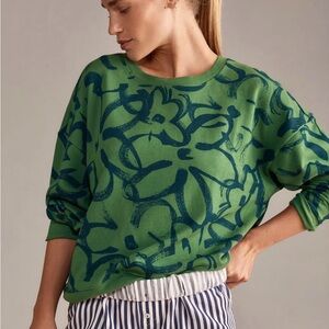 Anthropologie sketchy Green and Blue Sweatshirt